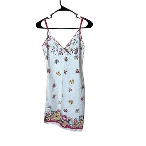 ANCHOR BLUE Womens Medium White Floral Y2K Dress V-Neck Vintage
